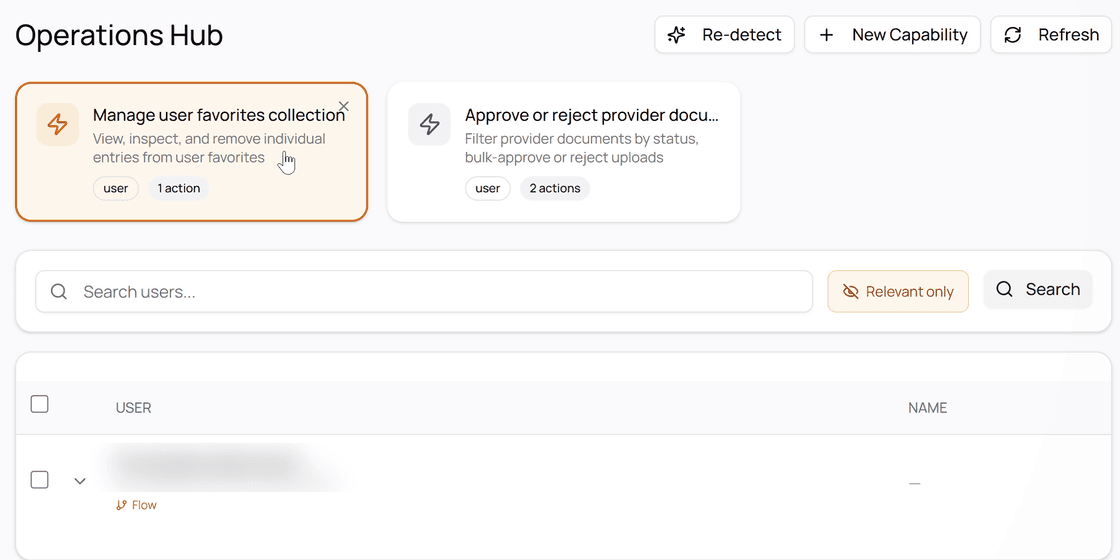 The Operations screen in Empavision, with actions such as approving or rejecting provider documents and a searchable member list.